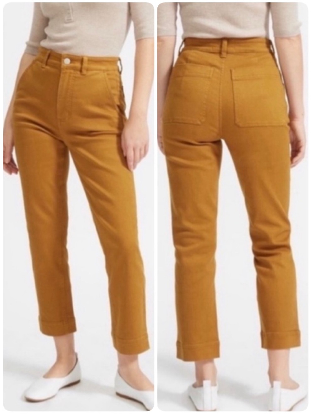 NWT New Everlane Mustard Gold High-Rise Cropped Slim Short Straight Jeans Sz 4